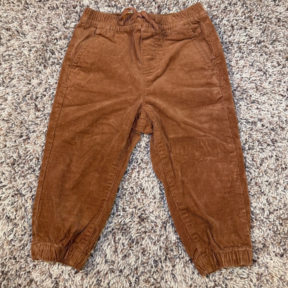 Janie and Jack Boys Brown Corduroy Jogger Pants 12-18 Months Elastic Waist